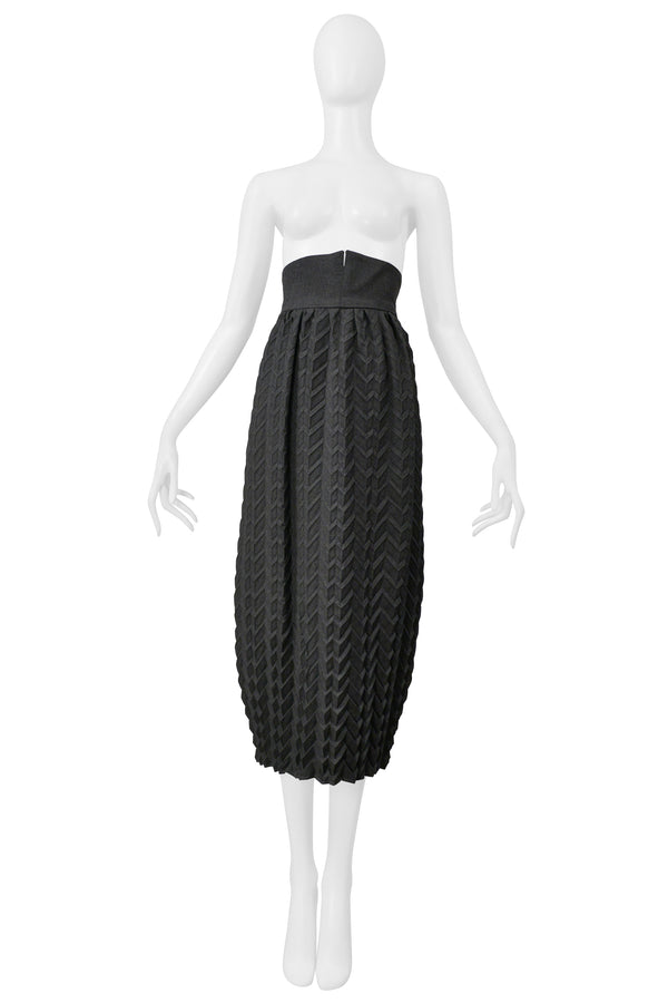 ROMEO GIGLI GREY LONG WOOL PLEATED SKIRT 1985