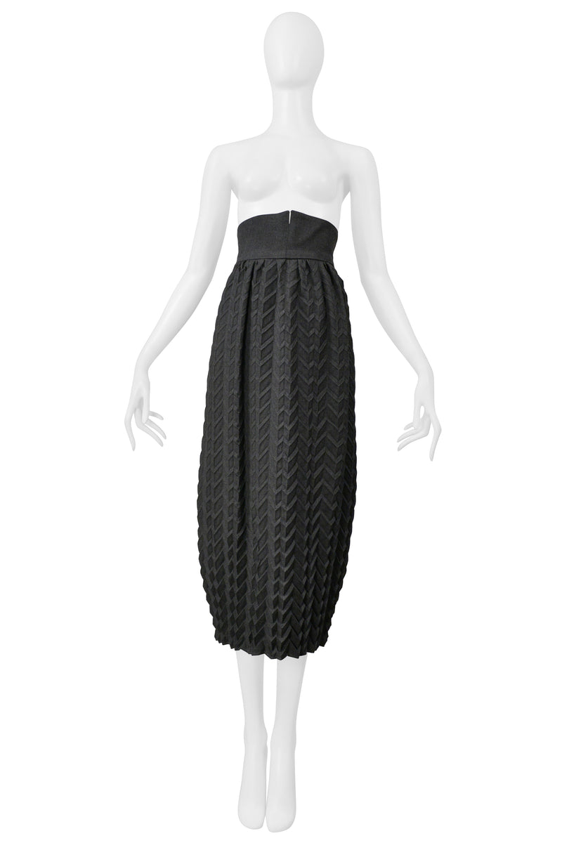 ROMEO GIGLI GREY LONG WOOL PLEATED SKIRT 1985