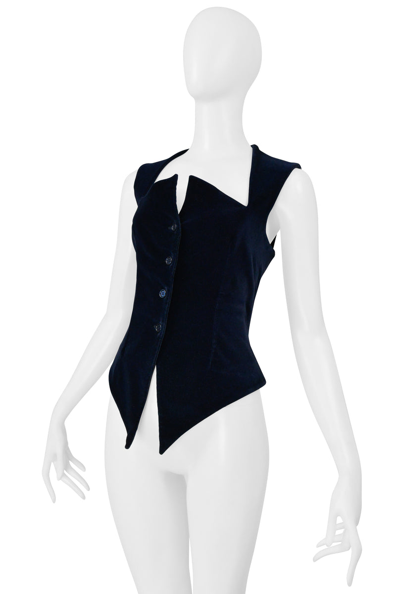 ROMEO GIGLI NAVY BLUE VELVET VEST 1985