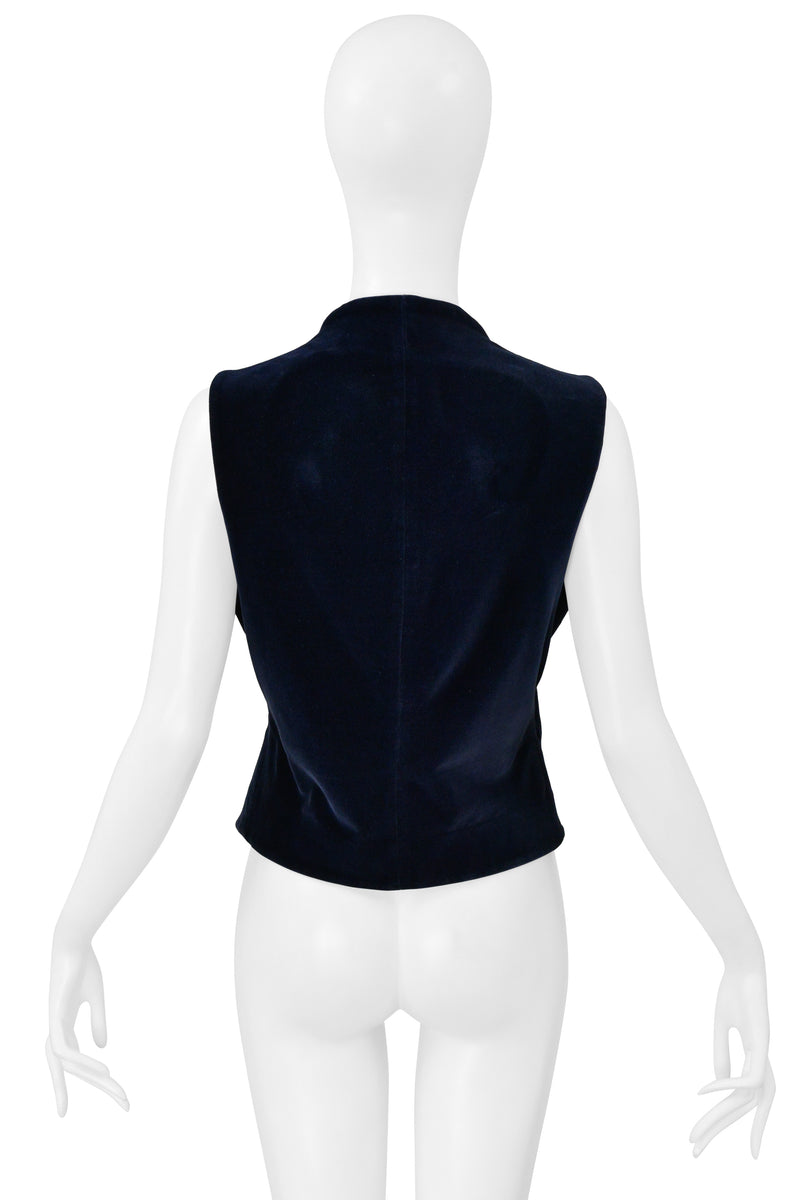ROMEO GIGLI NAVY BLUE VELVET VEST 1985