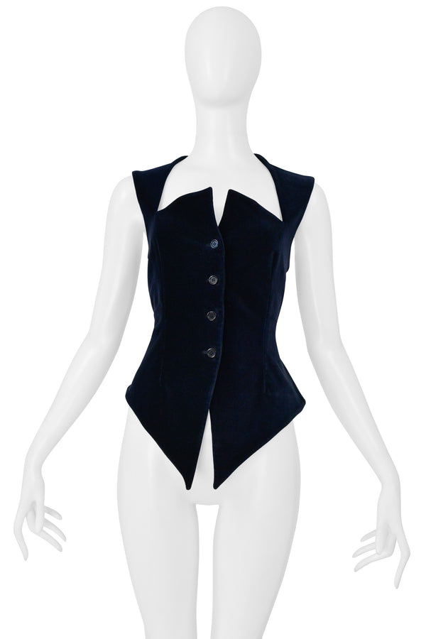 ROMEO GIGLI NAVY BLUE VELVET VEST 1985