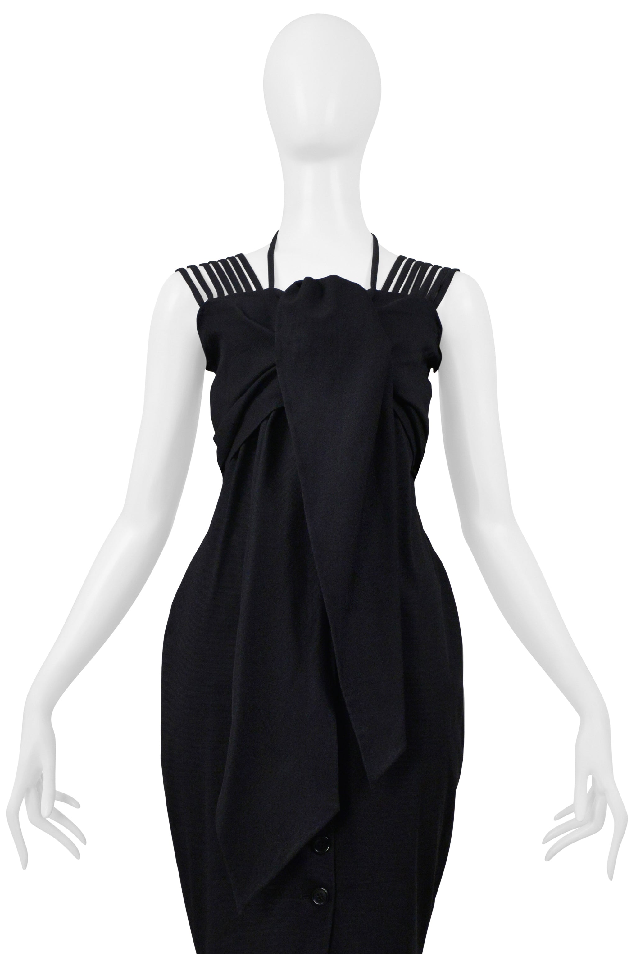 ROMEO GIGLI BLACK COLD DRESS DRESS WITH MULTIPLE STRAPS 1995