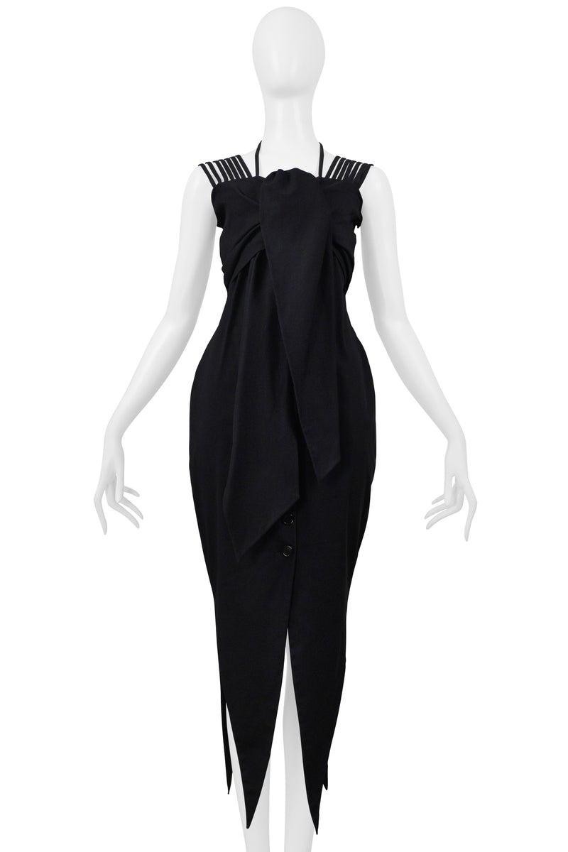 ROMEO GIGLI BLACK COLD DRESS DRESS WITH MULTIPLE STRAPS 1995