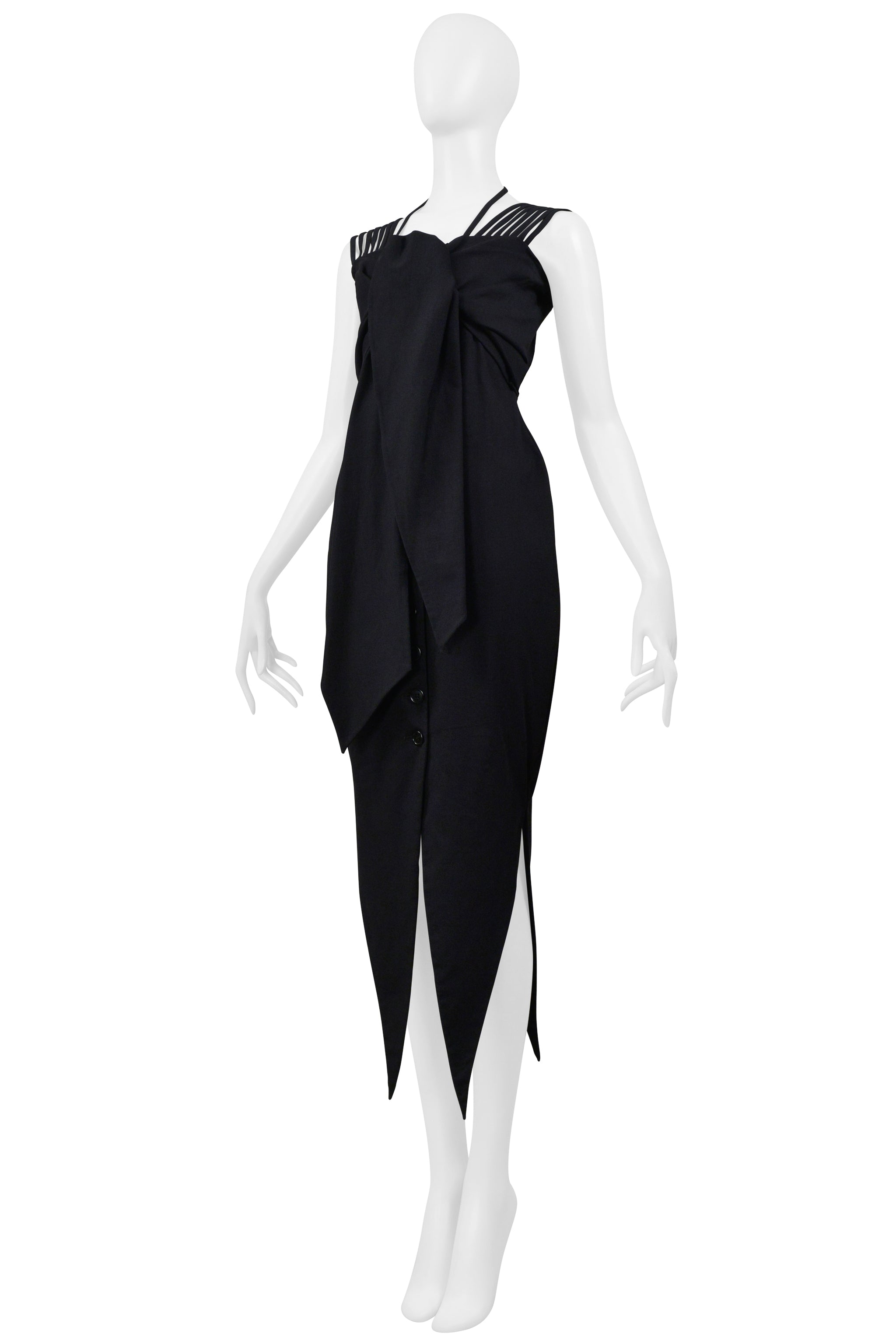 ROMEO GIGLI BLACK COLD DRESS DRESS WITH MULTIPLE STRAPS 1995