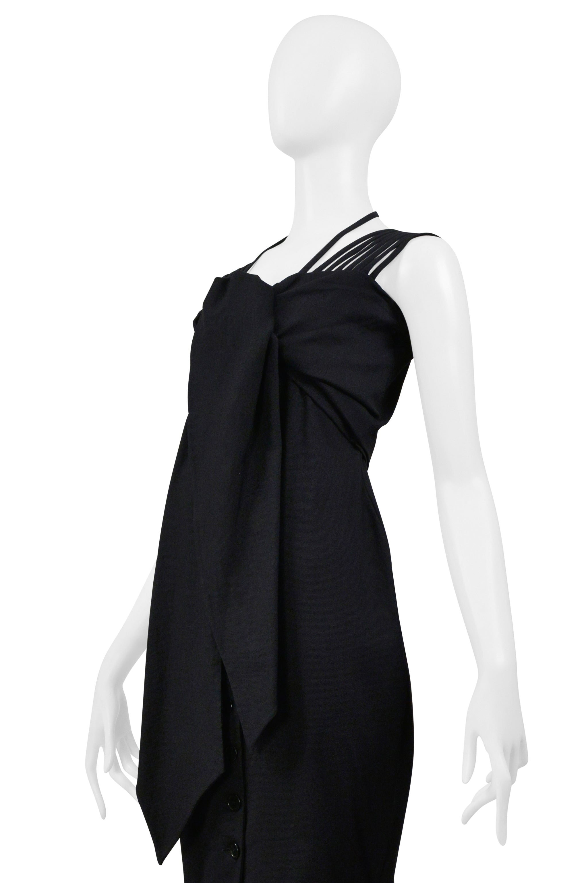 ROMEO GIGLI BLACK COLD DRESS DRESS WITH MULTIPLE STRAPS 1995