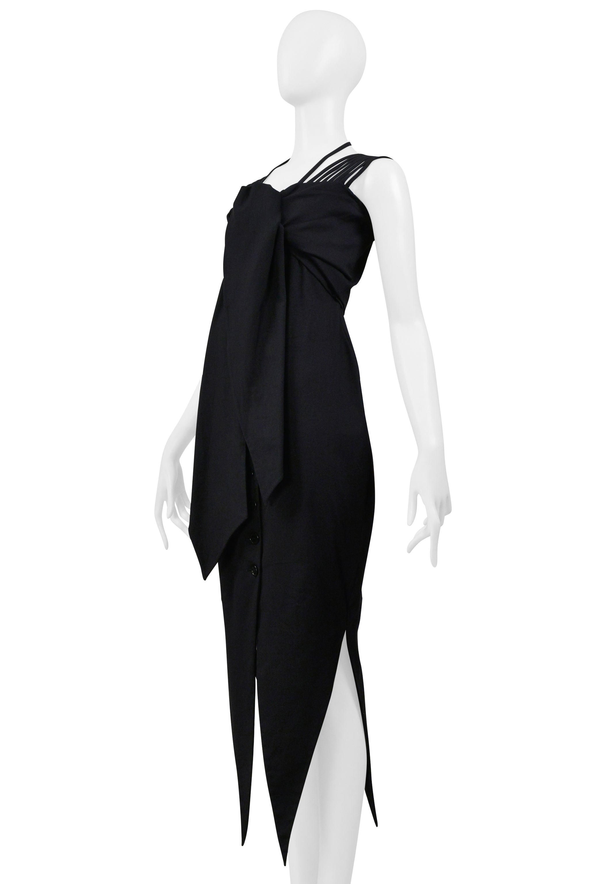 ROMEO GIGLI BLACK COLD DRESS DRESS WITH MULTIPLE STRAPS 1995