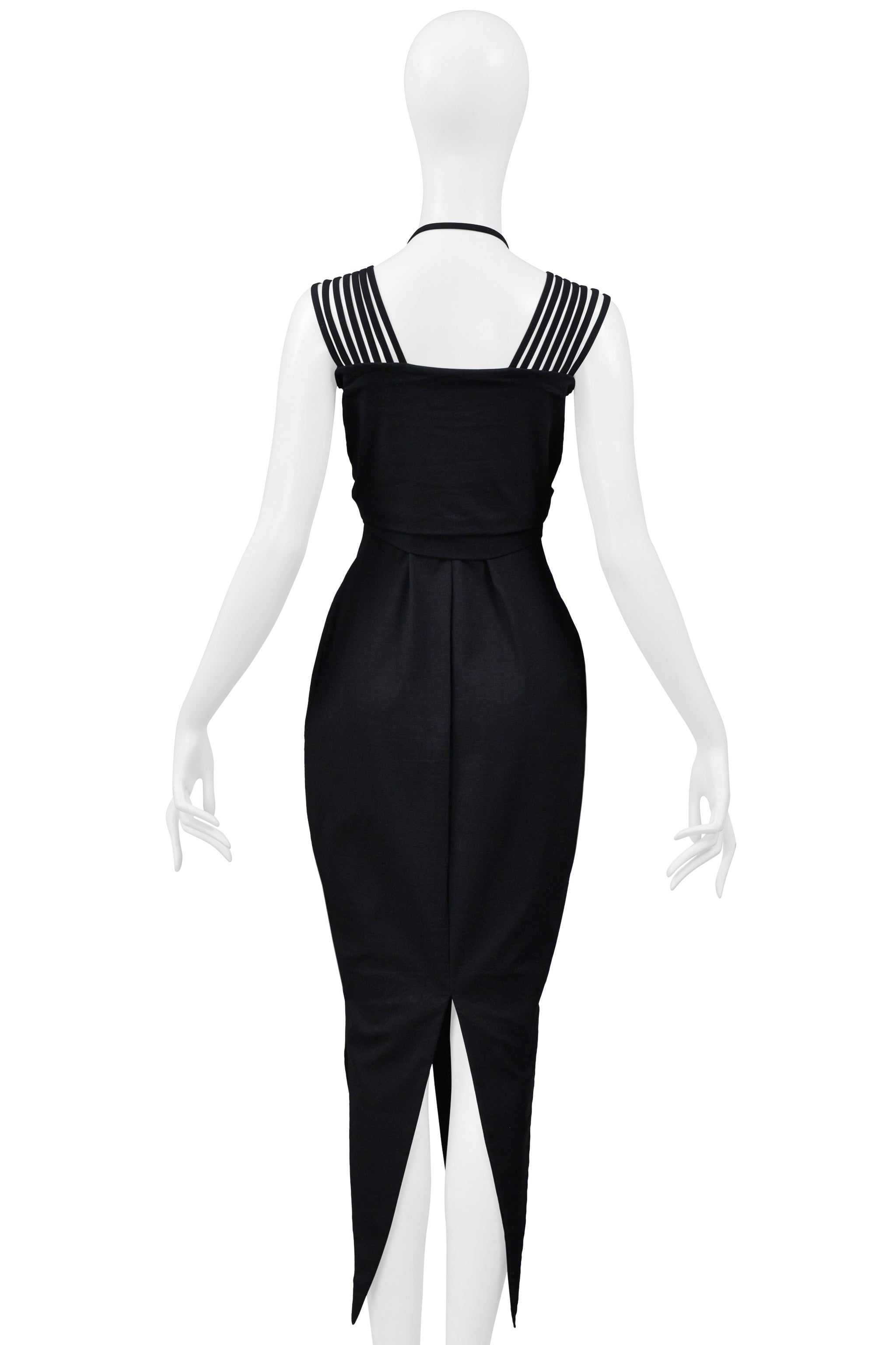 ROMEO GIGLI BLACK COLD DRESS DRESS WITH MULTIPLE STRAPS 1995