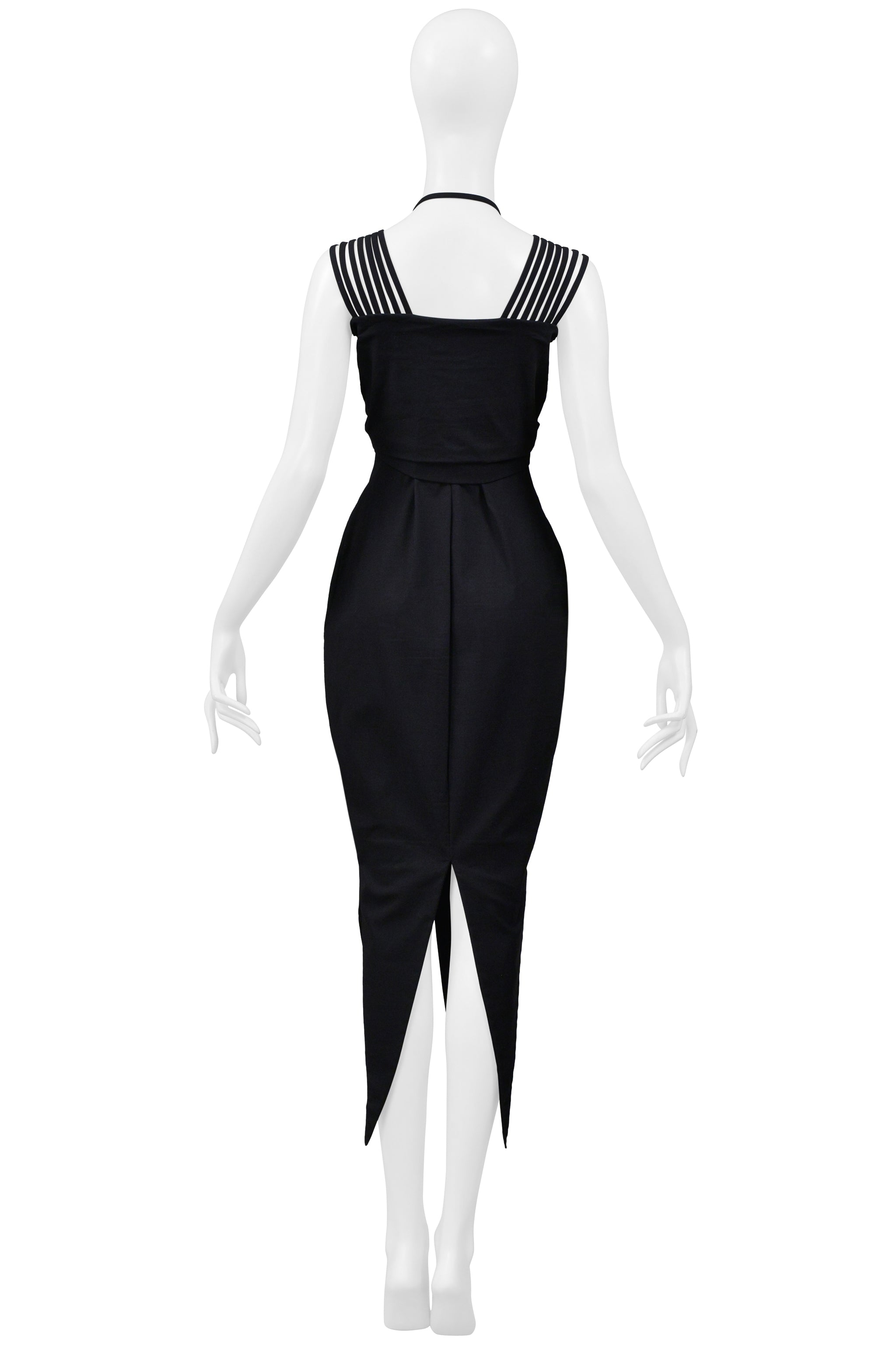 ROMEO GIGLI BLACK COLD DRESS DRESS WITH MULTIPLE STRAPS 1995