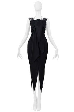 ROMEO GIGLI BLACK COLD DRESS DRESS WITH MULTIPLE STRAPS 1995