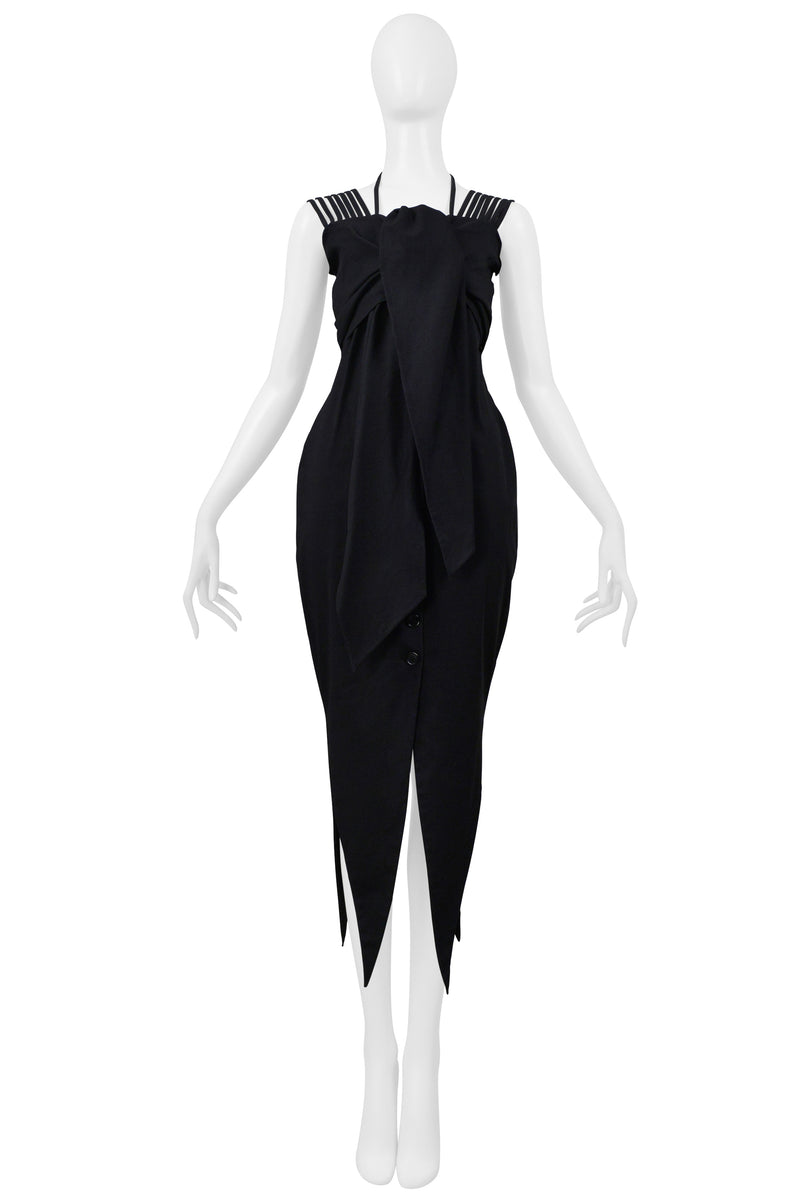 ROMEO GIGLI BLACK COLD DRESS DRESS WITH MULTIPLE STRAPS 1995