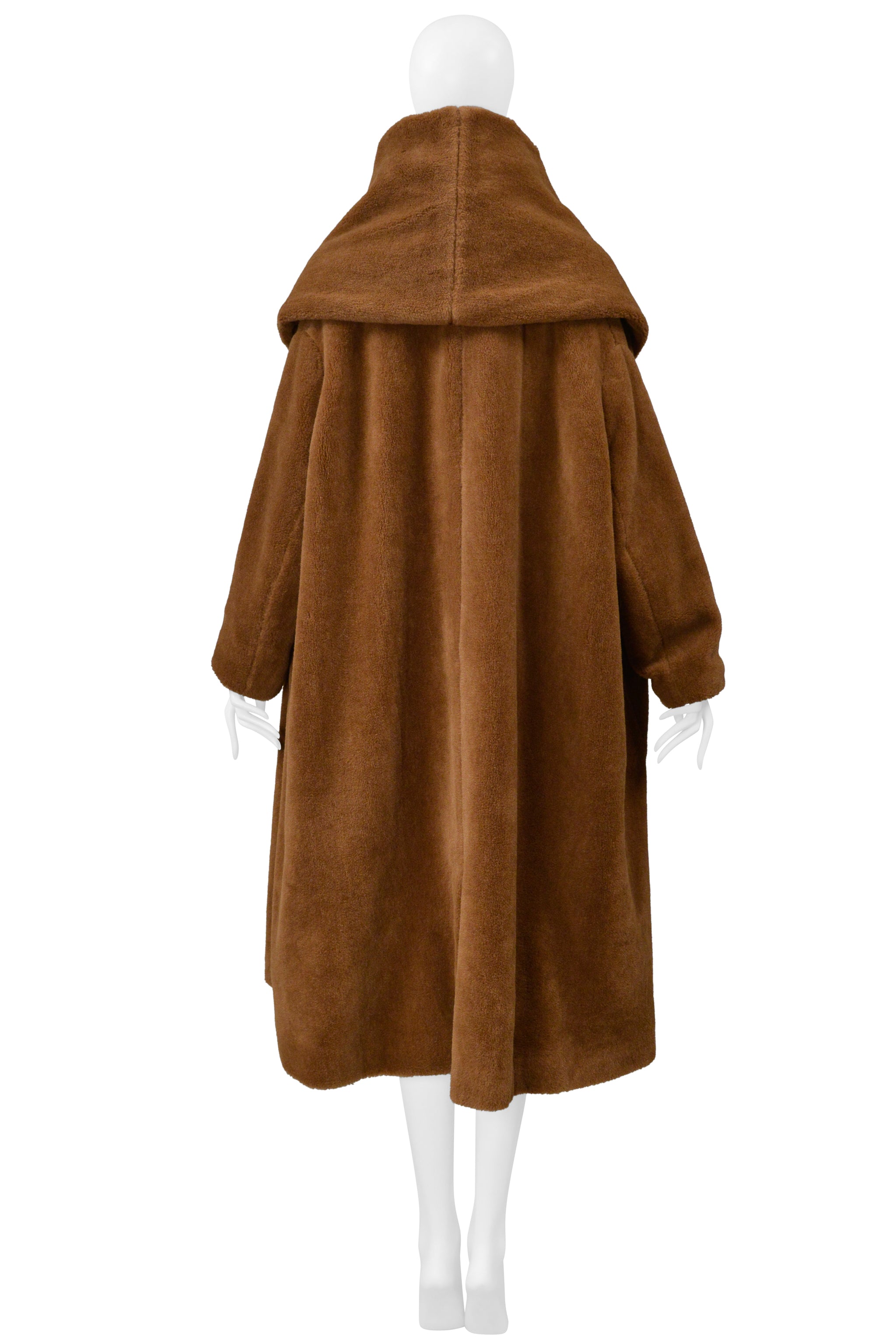 ROMEO GIGLI FAUX FUR  BROWN "TEDDY BEAR" COAT WITH OVERSIZED COLLAR 1995