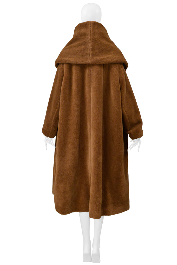 ROMEO GIGLI FAUX FUR  BROWN "TEDDY BEAR" COAT WITH OVERSIZED COLLAR 1995