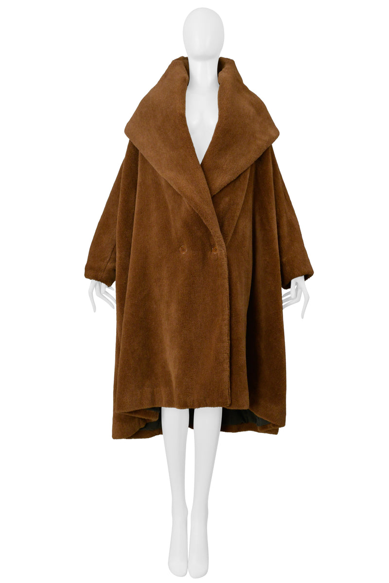 ROMEO GIGLI FAUX FUR  BROWN "TEDDY BEAR" COAT WITH OVERSIZED COLLAR 1995