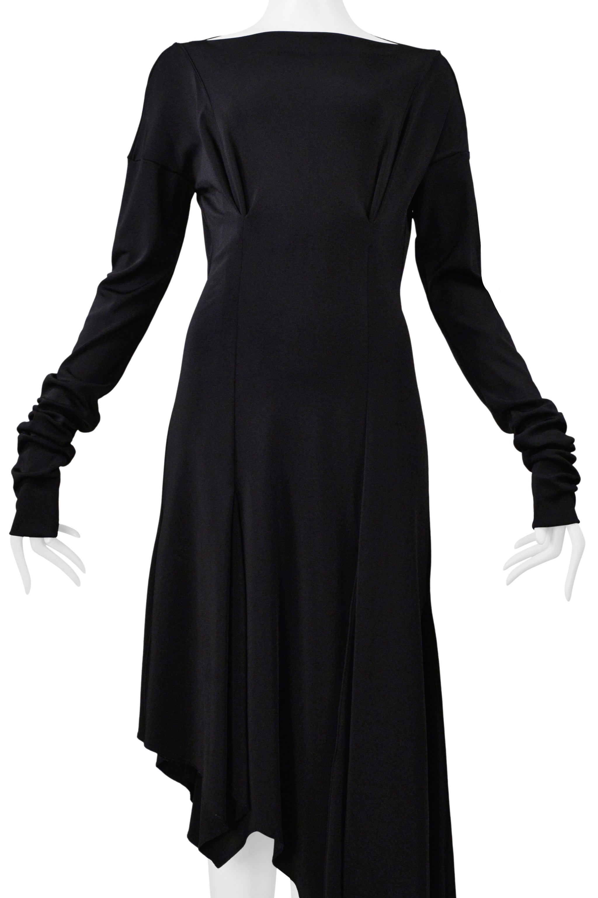 ROMEO GIGLI BLACK ASYMMETRICAL DRESS WITH LONG SLEEVES 1996