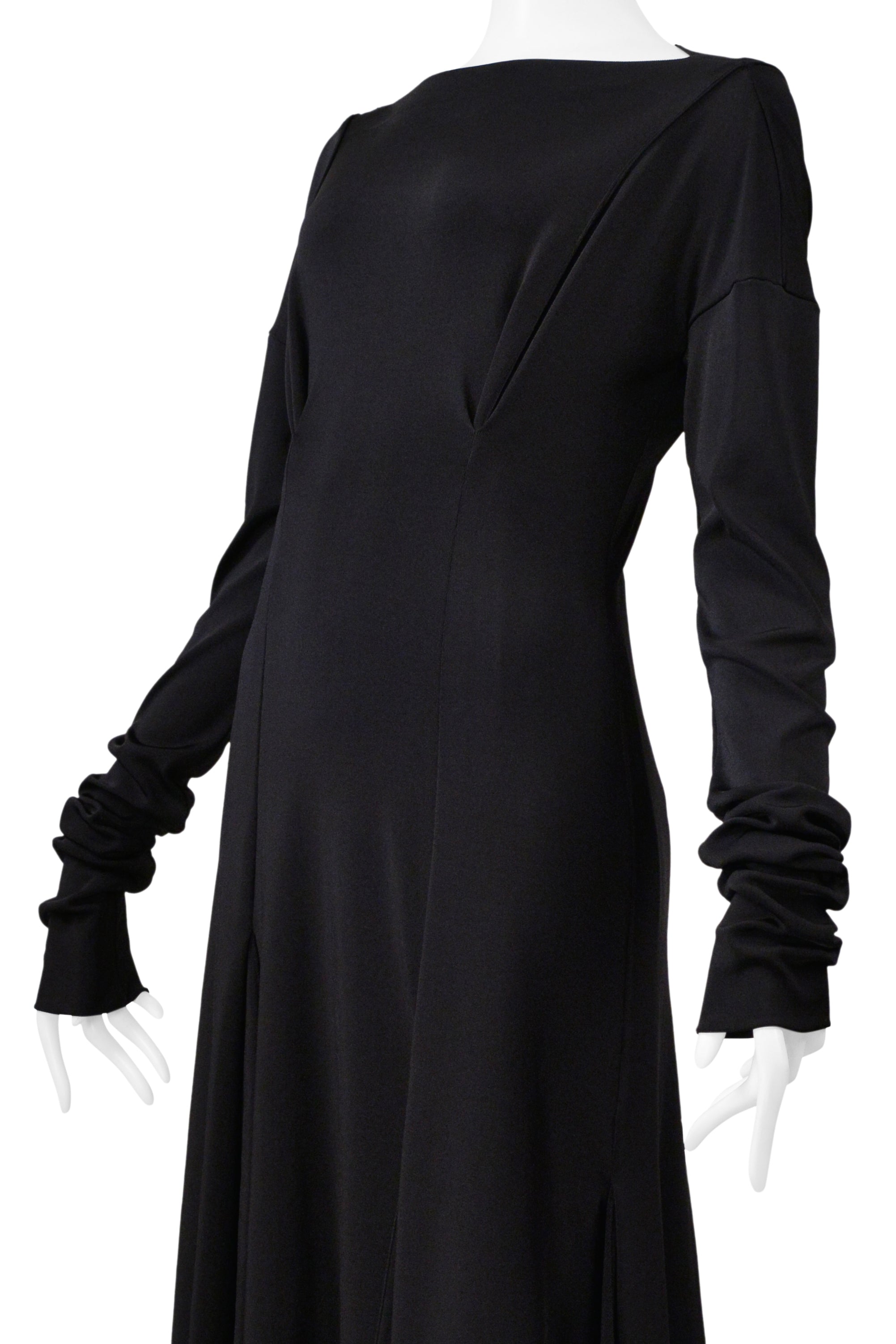 ROMEO GIGLI BLACK ASYMMETRICAL DRESS WITH LONG SLEEVES 1996