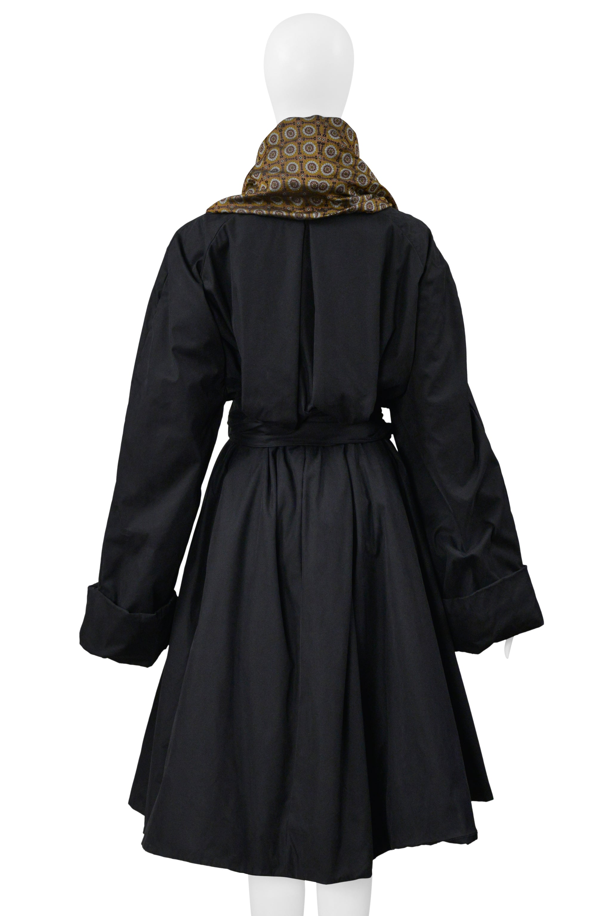 ROMEO GIGLI BLACK IRIDESCENT COAT WITH DOUBLE LAPEL 1990S