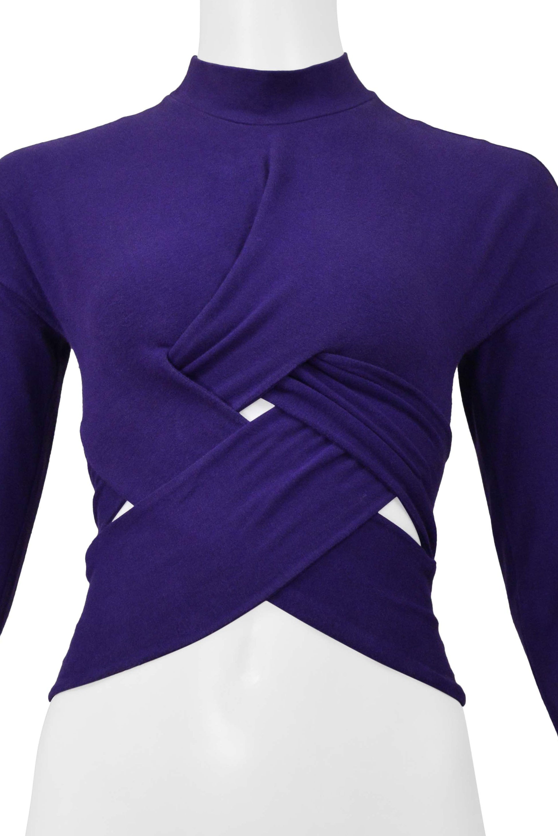 ROMEO GIGLI PURPLE LONGSLEEVE CUTOUT CRISS-CROSS TOP