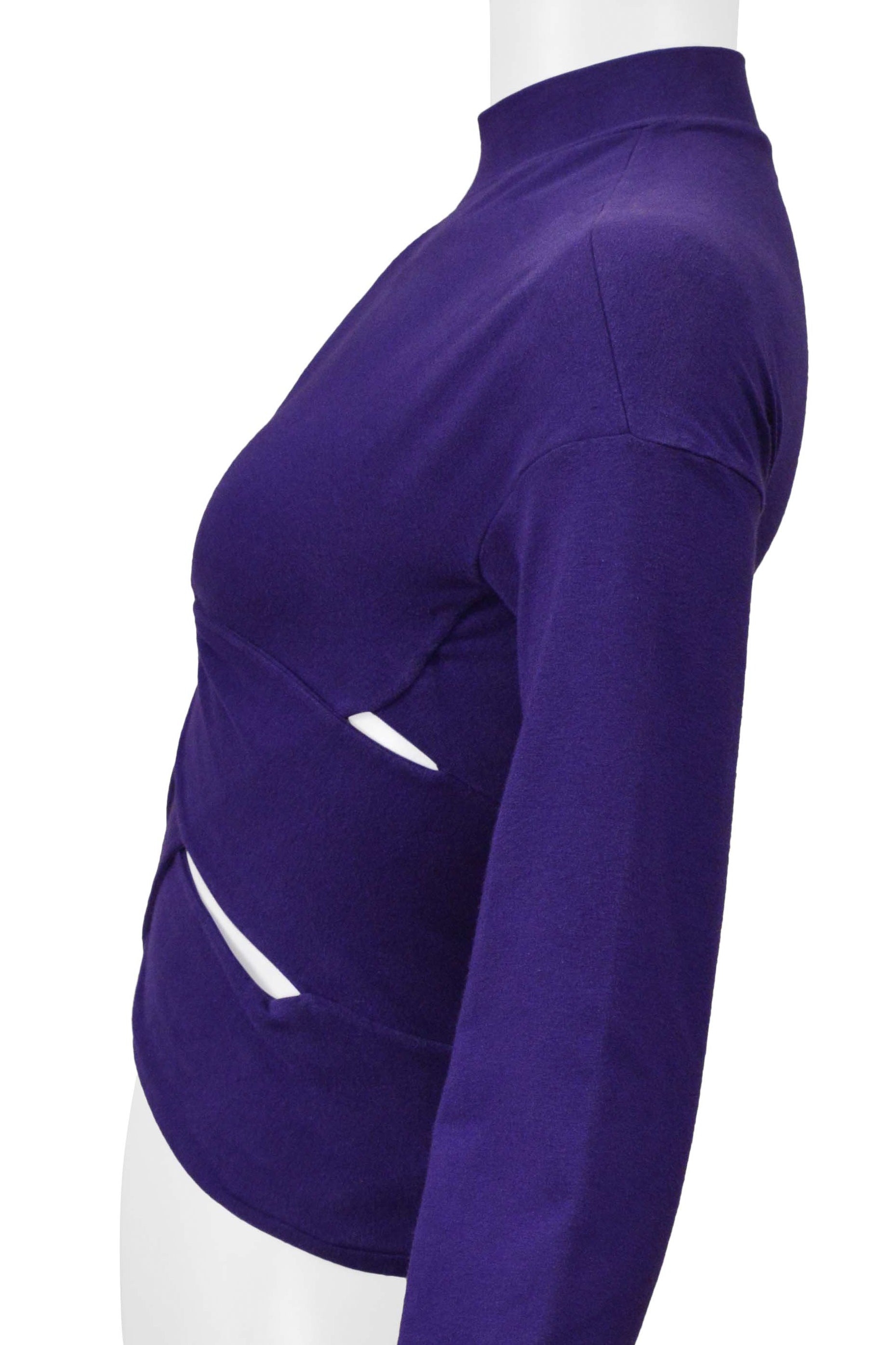ROMEO GIGLI PURPLE LONGSLEEVE CUTOUT CRISS-CROSS TOP