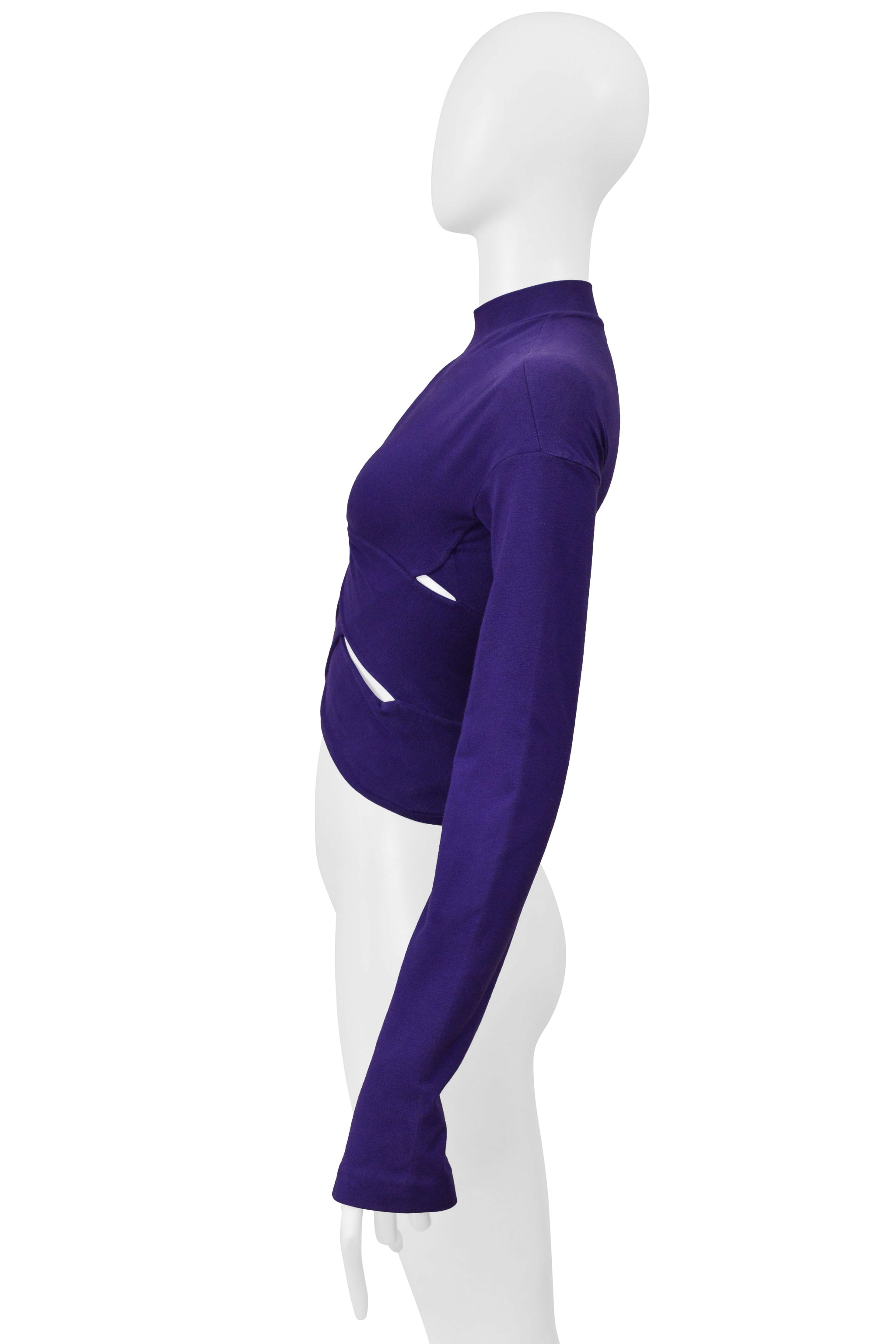 ROMEO GIGLI PURPLE LONGSLEEVE CUTOUT CRISS-CROSS TOP