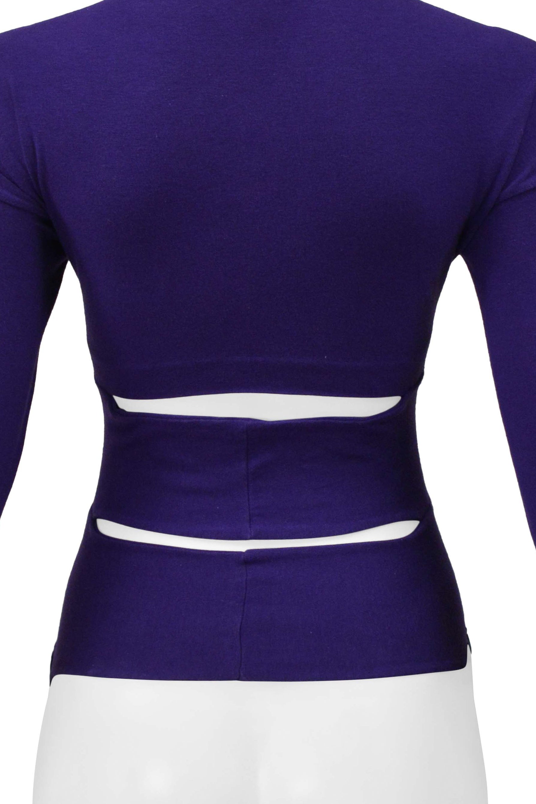 ROMEO GIGLI PURPLE LONGSLEEVE CUTOUT CRISS-CROSS TOP
