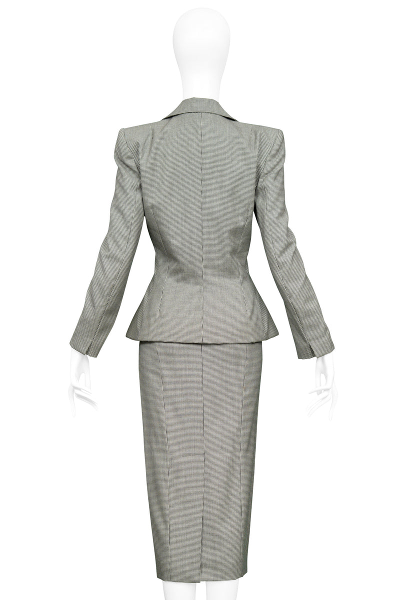 JOHN GALLIANO BLACK AND WHITE HOUNDSTOOTH SKIRT SUIT 1995