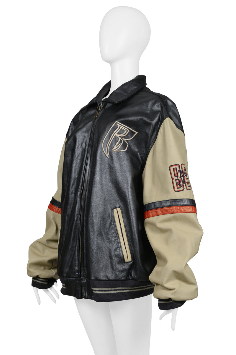 RUFF RYDERS UNISEX LEATHER BOMBER JACKET