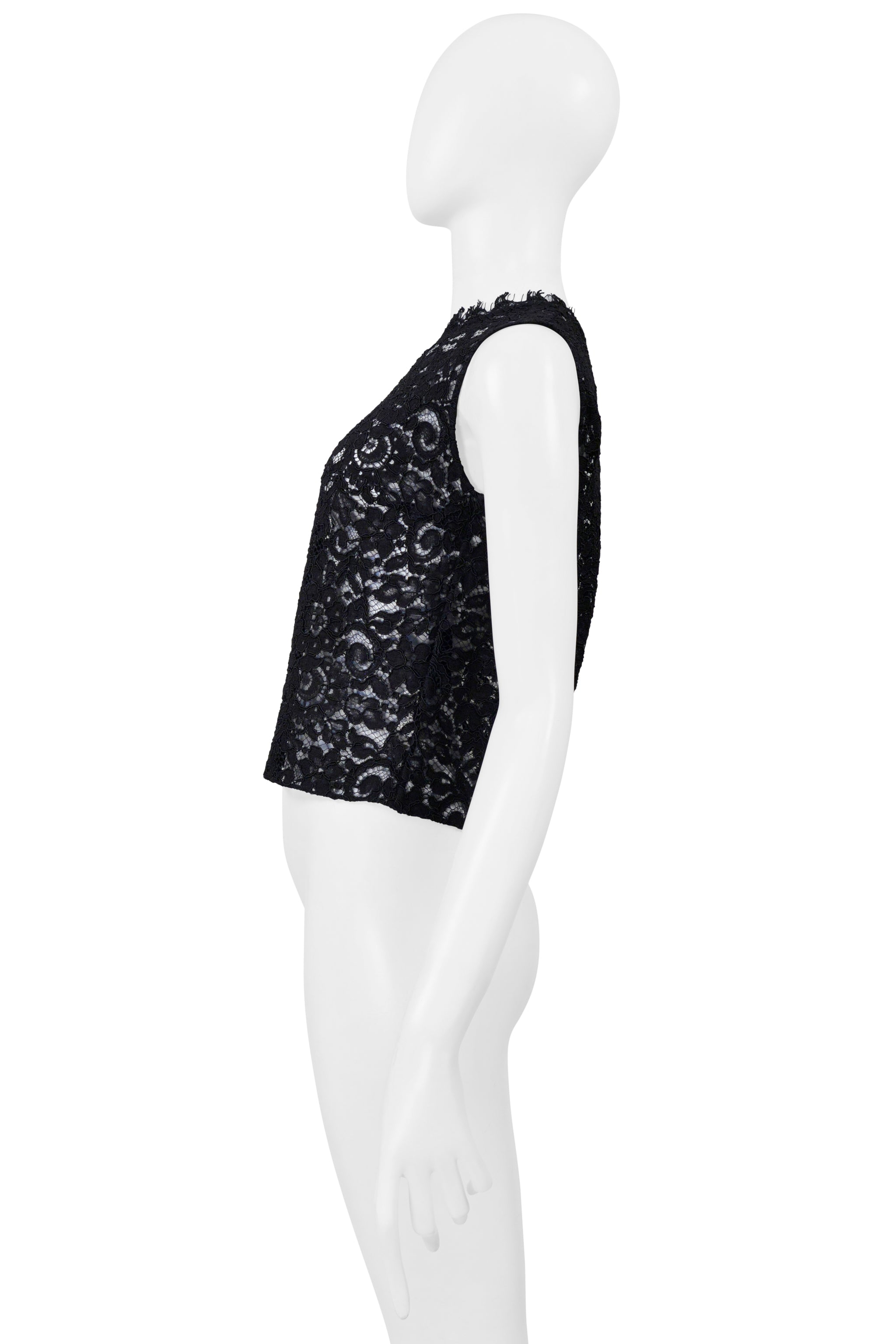 SAINT LAURENT PARIS BLACK LACE SHELL TOP