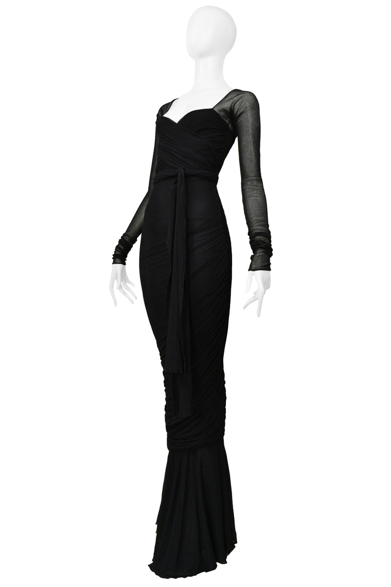 GIORGIO SANT ANGELO ICONIC BLACK MESH EVENING GOWN 1990S