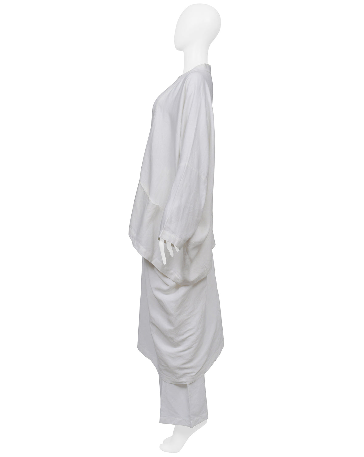 SHIRIN GUILD OVERSIZED OFF WHITE LINEN KIMONO JACKET AND PANTS ENSEMBLE 2001