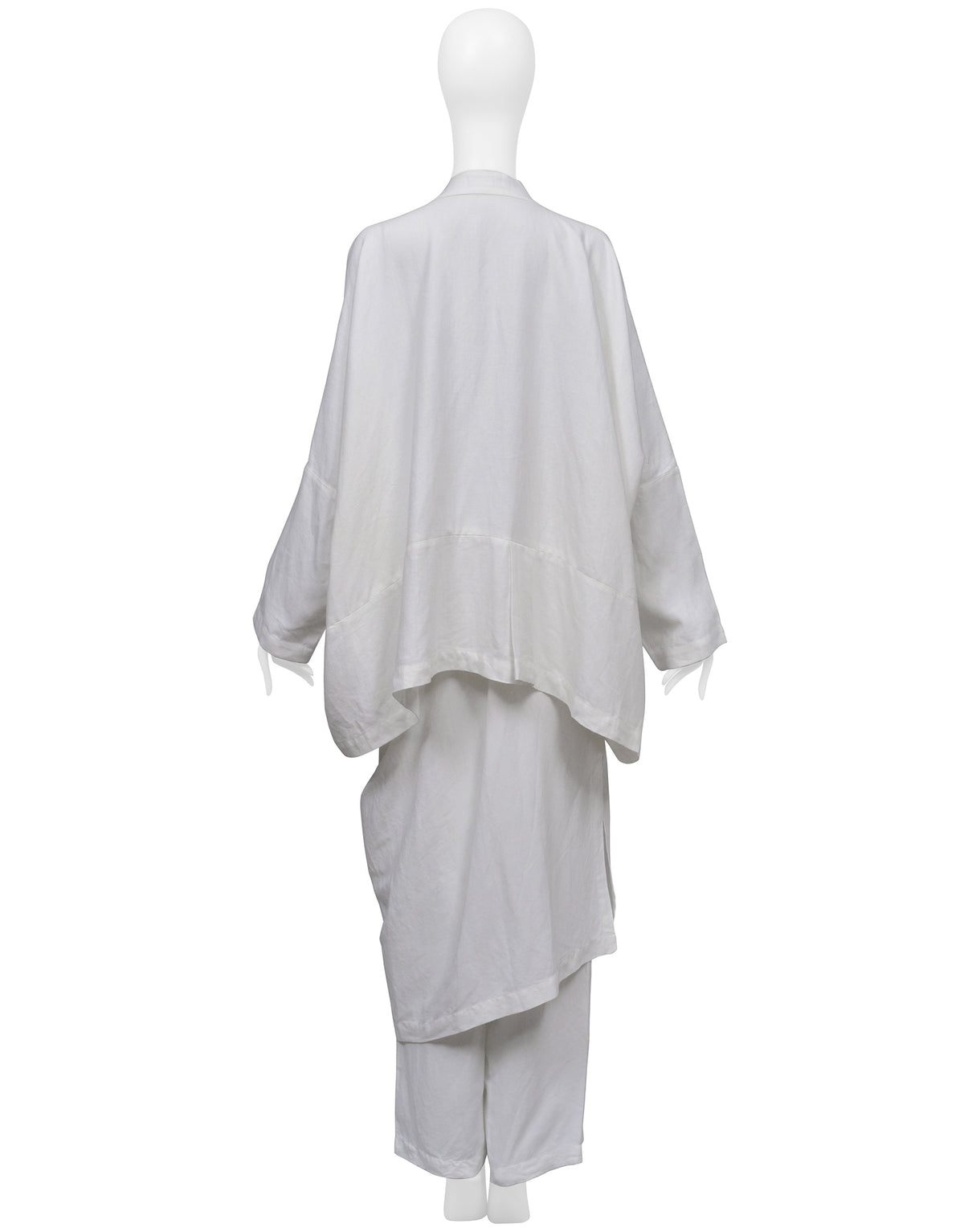 SHIRIN GUILD OVERSIZED OFF WHITE LINEN KIMONO JACKET AND PANTS ENSEMBLE 2001