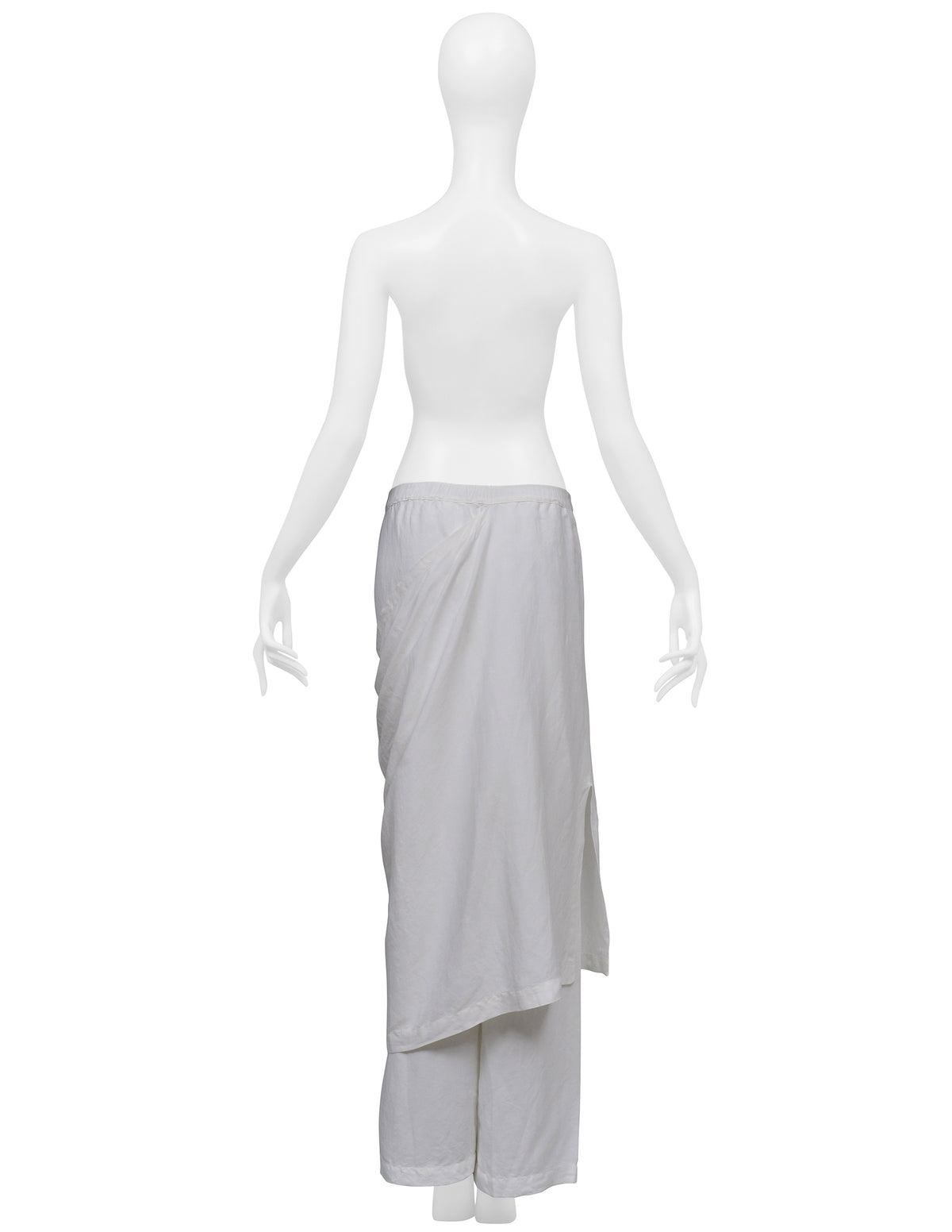SHIRIN GUILD OVERSIZED OFF WHITE LINEN KIMONO JACKET AND PANTS ENSEMBLE 2001