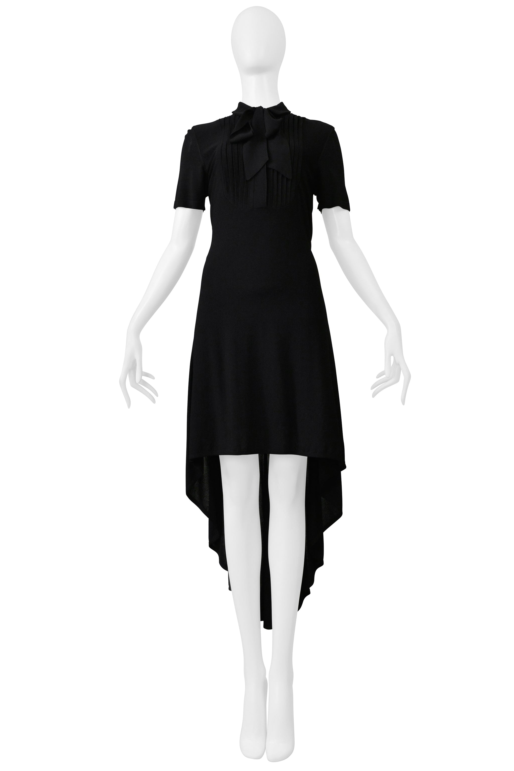 SAINT LAURENT PARIS BY HEDI SLIMANE BLACK DRESS WITH HIGH LOW HEM 2012