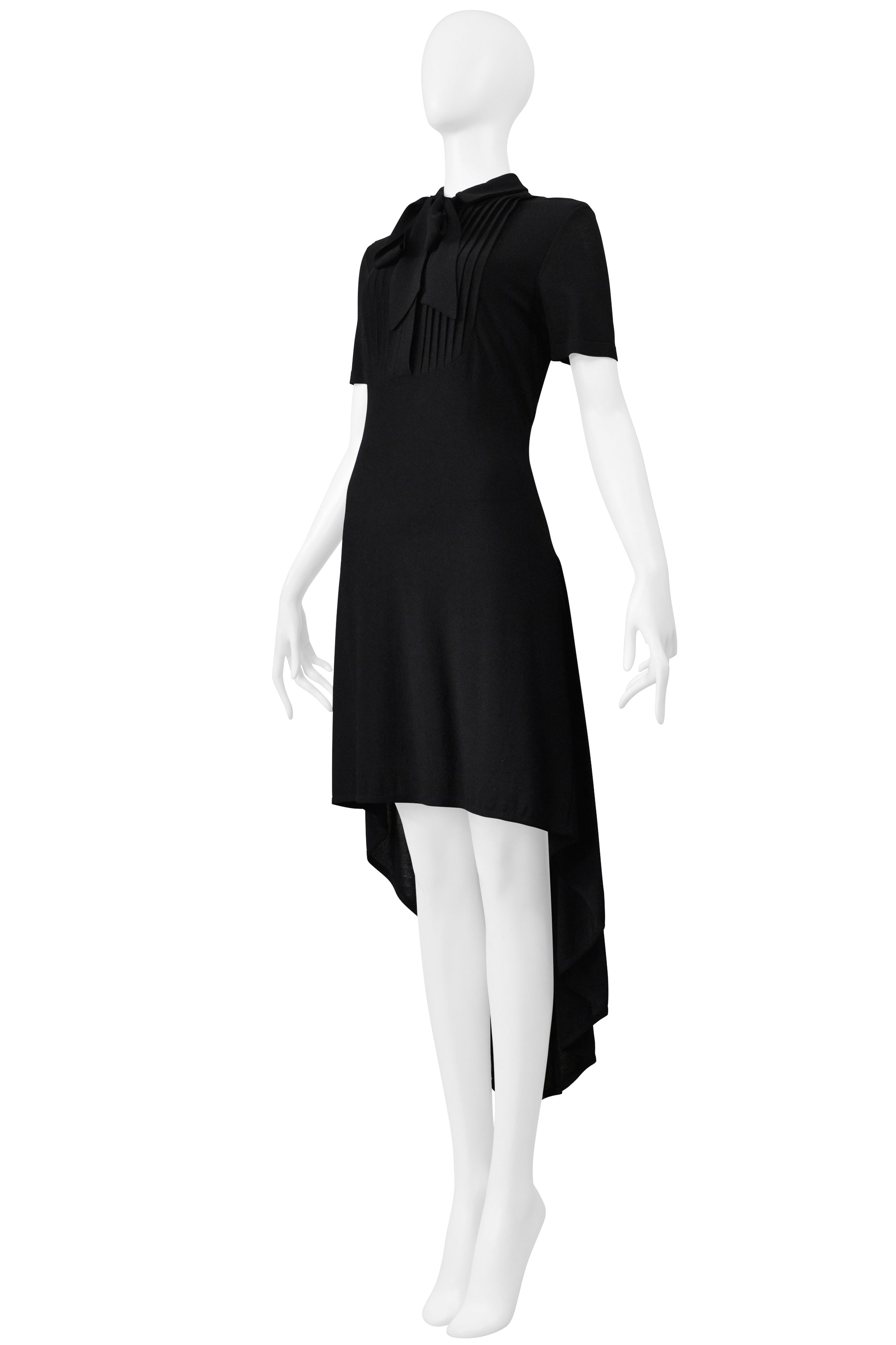 SAINT LAURENT PARIS BY HEDI SLIMANE BLACK DRESS WITH HIGH LOW HEM 2012