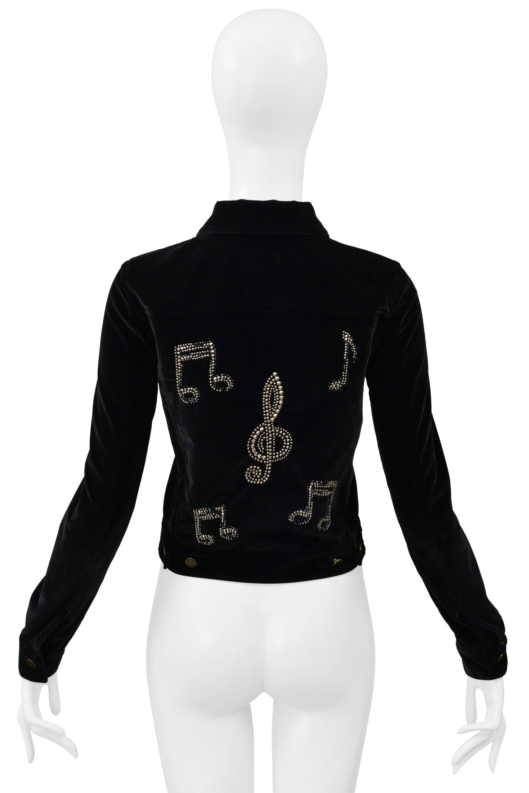 SAINT LAURENT PARIS BY HEDI SLIMANE BLACK VELVET JACKET WITH STUDDED MUSICAL NOTES 2016