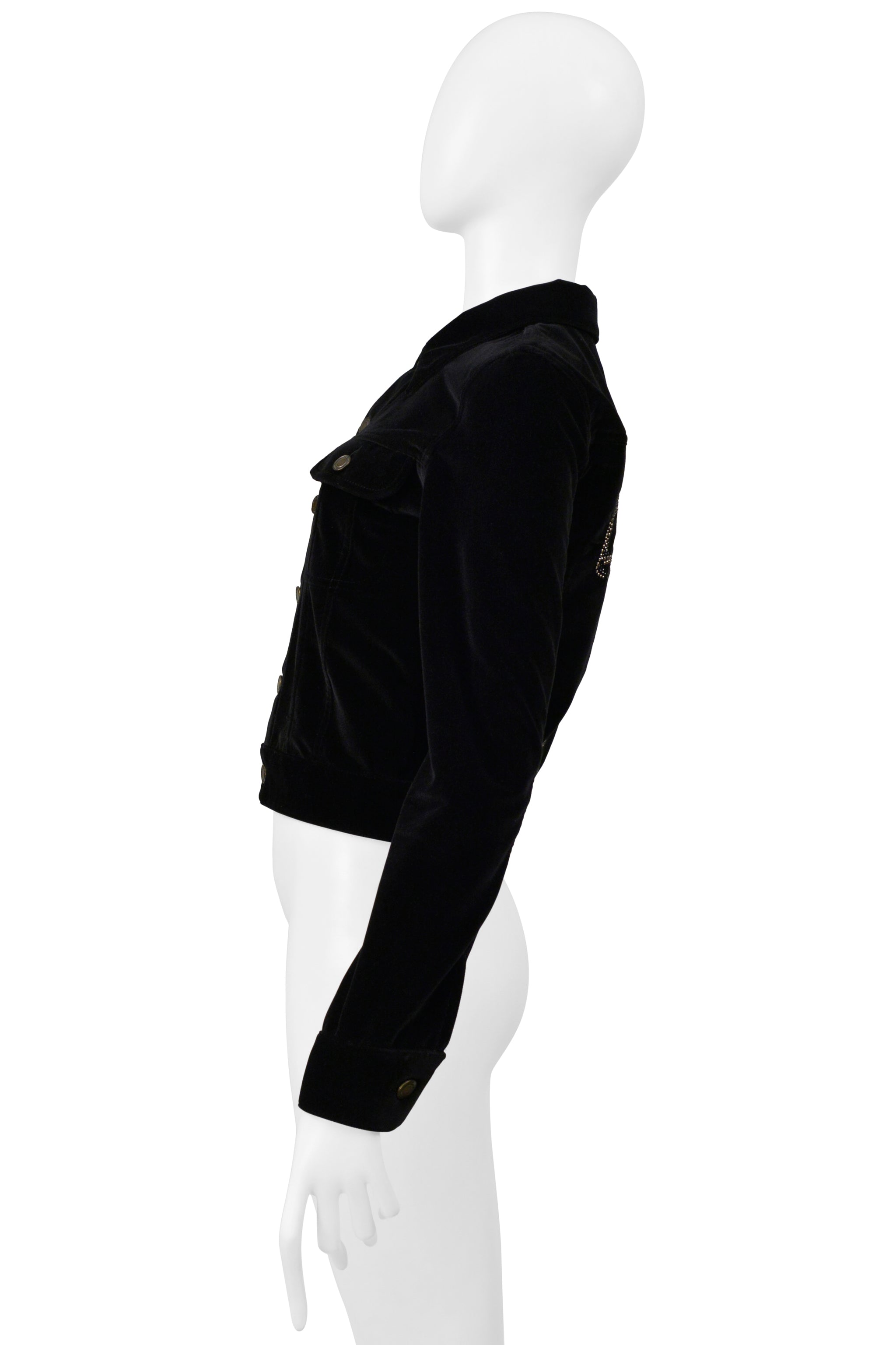 SAINT LAURENT PARIS BY HEDI SLIMANE BLACK VELVET JACKET WITH STUDDED MUSICAL NOTES 2016