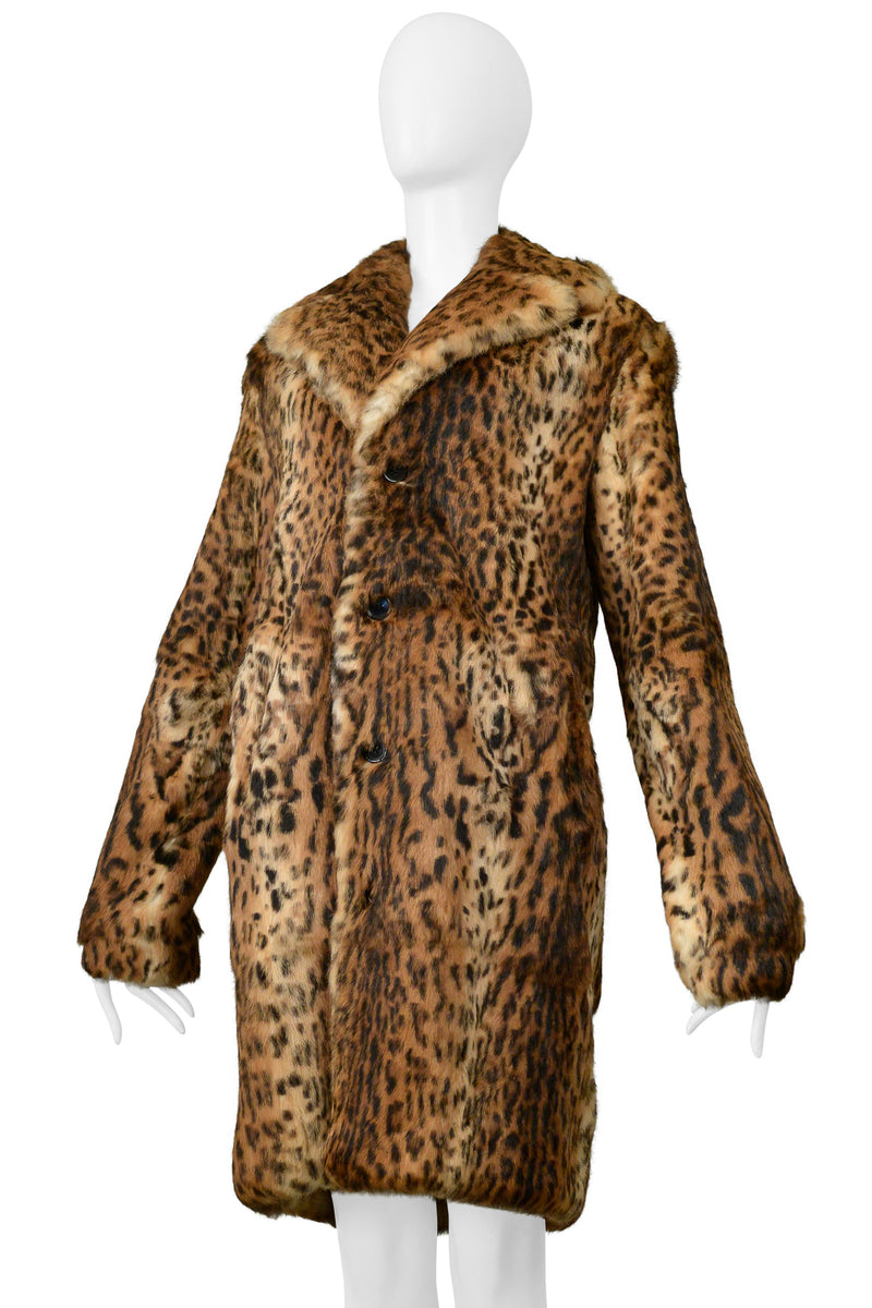 SAINT LAURENT PARIS LEOPARD PRINT RABBIT FUR COAT 2018