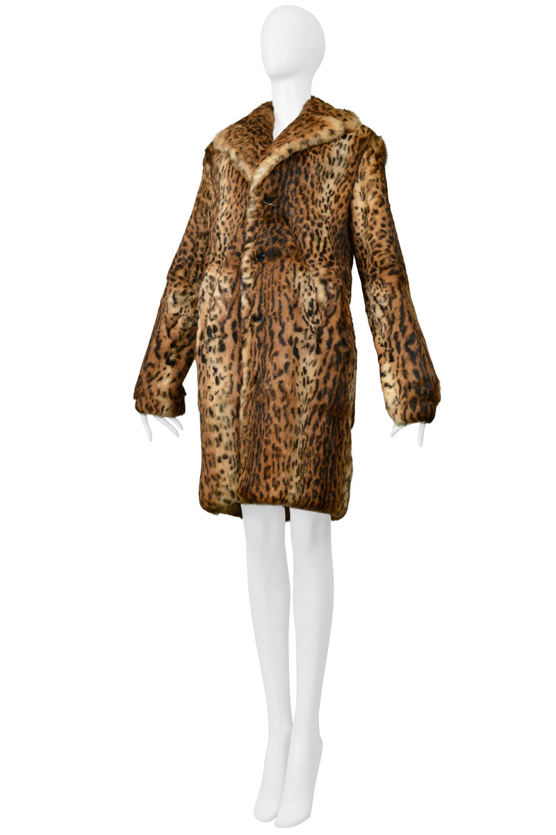 SAINT LAURENT PARIS LEOPARD PRINT RABBIT FUR COAT 2018