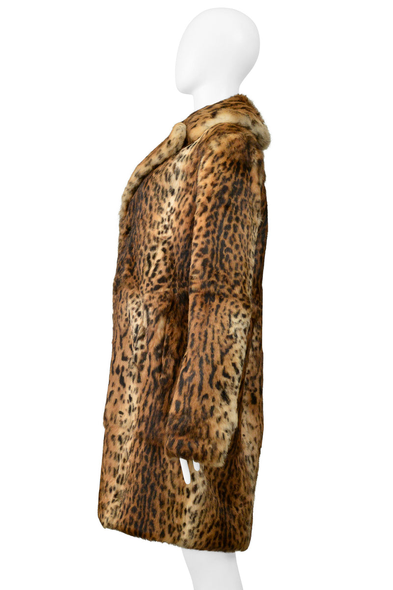 SAINT LAURENT PARIS LEOPARD PRINT RABBIT FUR COAT 2018