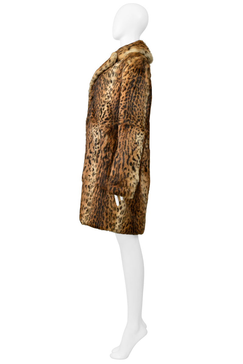 SAINT LAURENT PARIS LEOPARD PRINT RABBIT FUR COAT 2018