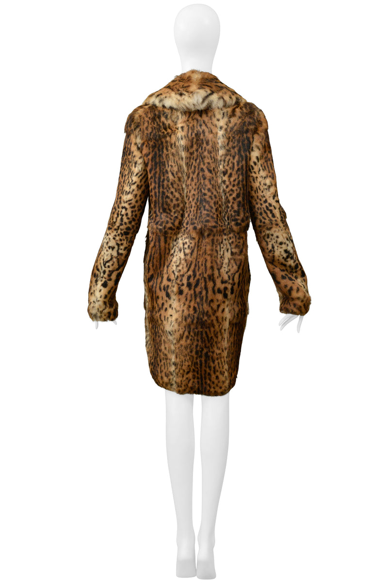 SAINT LAURENT PARIS LEOPARD PRINT RABBIT FUR COAT 2018