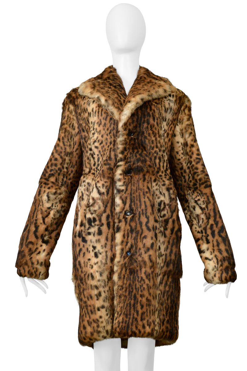 SAINT LAURENT PARIS LEOPARD PRINT RABBIT FUR COAT 2018