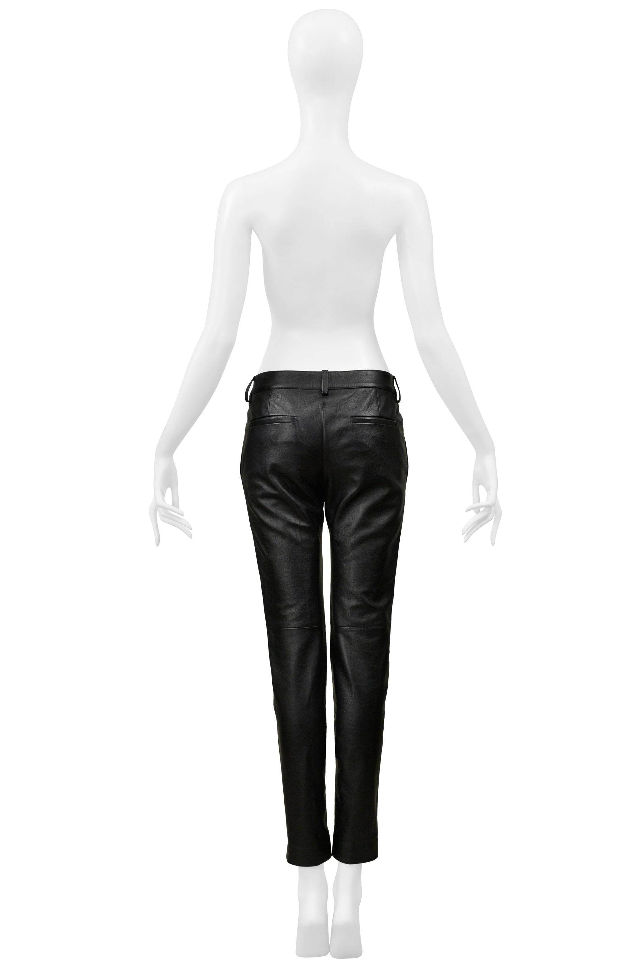 SAINT LAURENT PARIS BLACK LEATHER TROUSER PANTS 2019