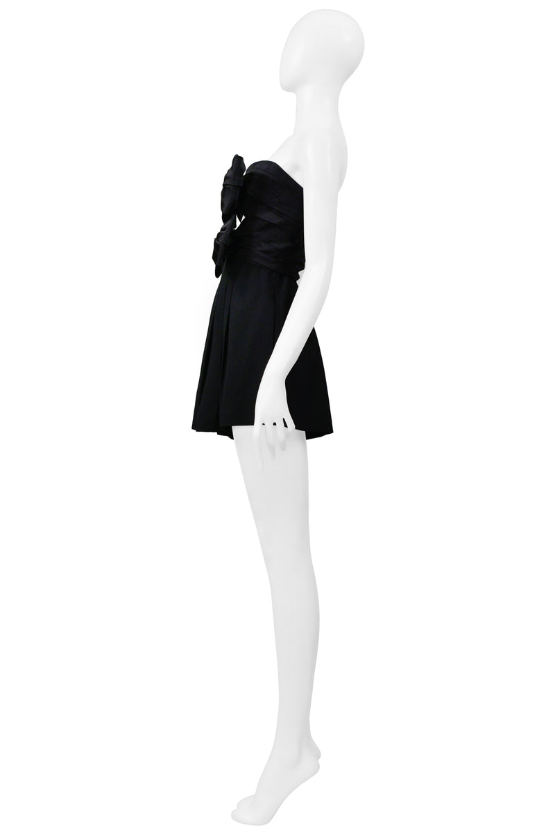SAINT LAURENT PARIS BLACK ROMPER WITH BOWS AND CUTOUT 2019