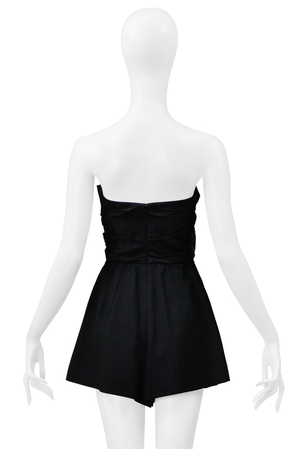 SAINT LAURENT PARIS BLACK ROMPER WITH BOWS AND CUTOUT 2019