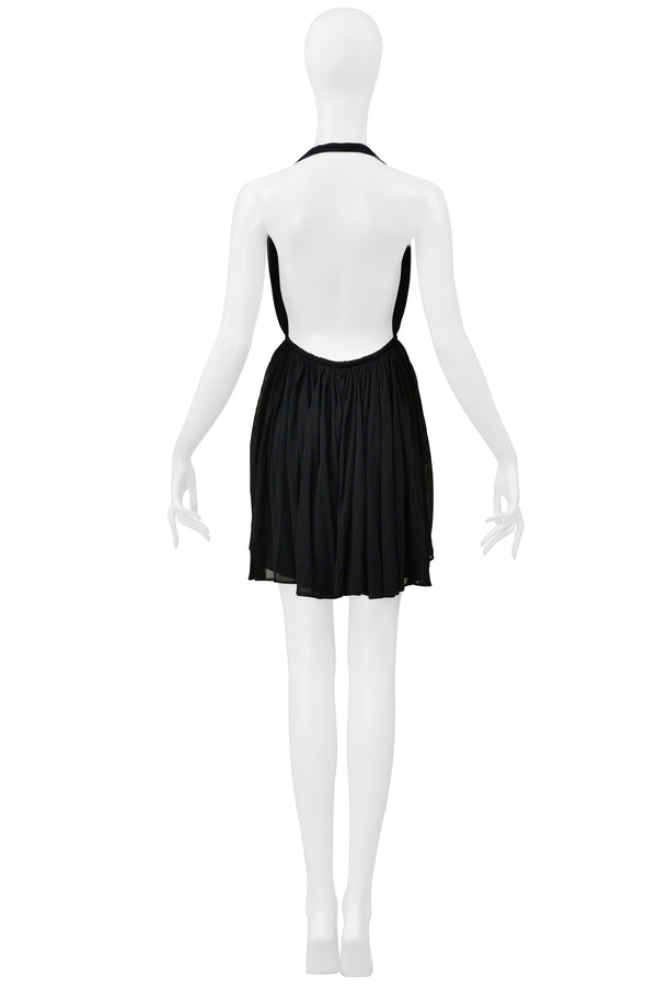 SAINT LAURENT PARIS BLACK MINI GODDESS DRESS 2020