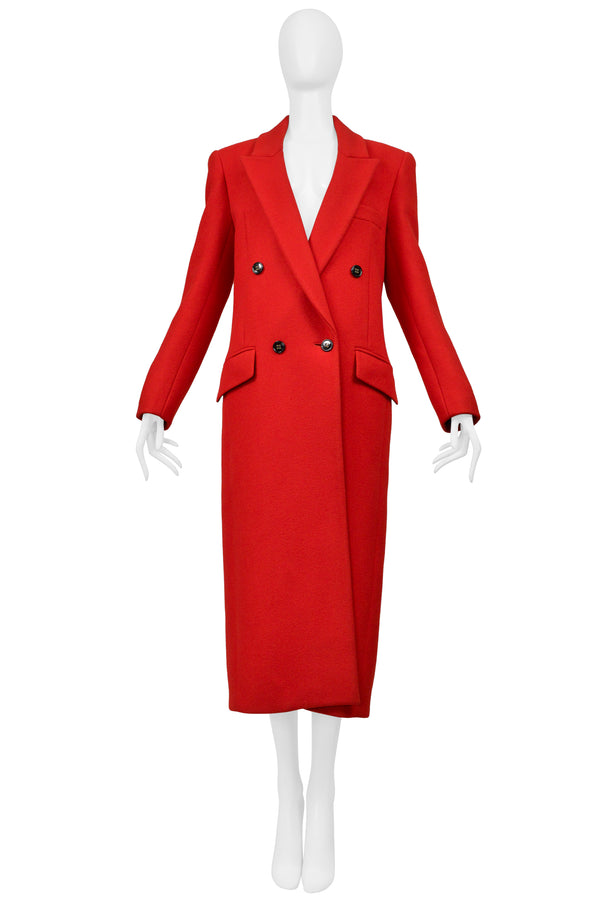 SAINT LAURENT PARIS RED WOOL COAT 2020