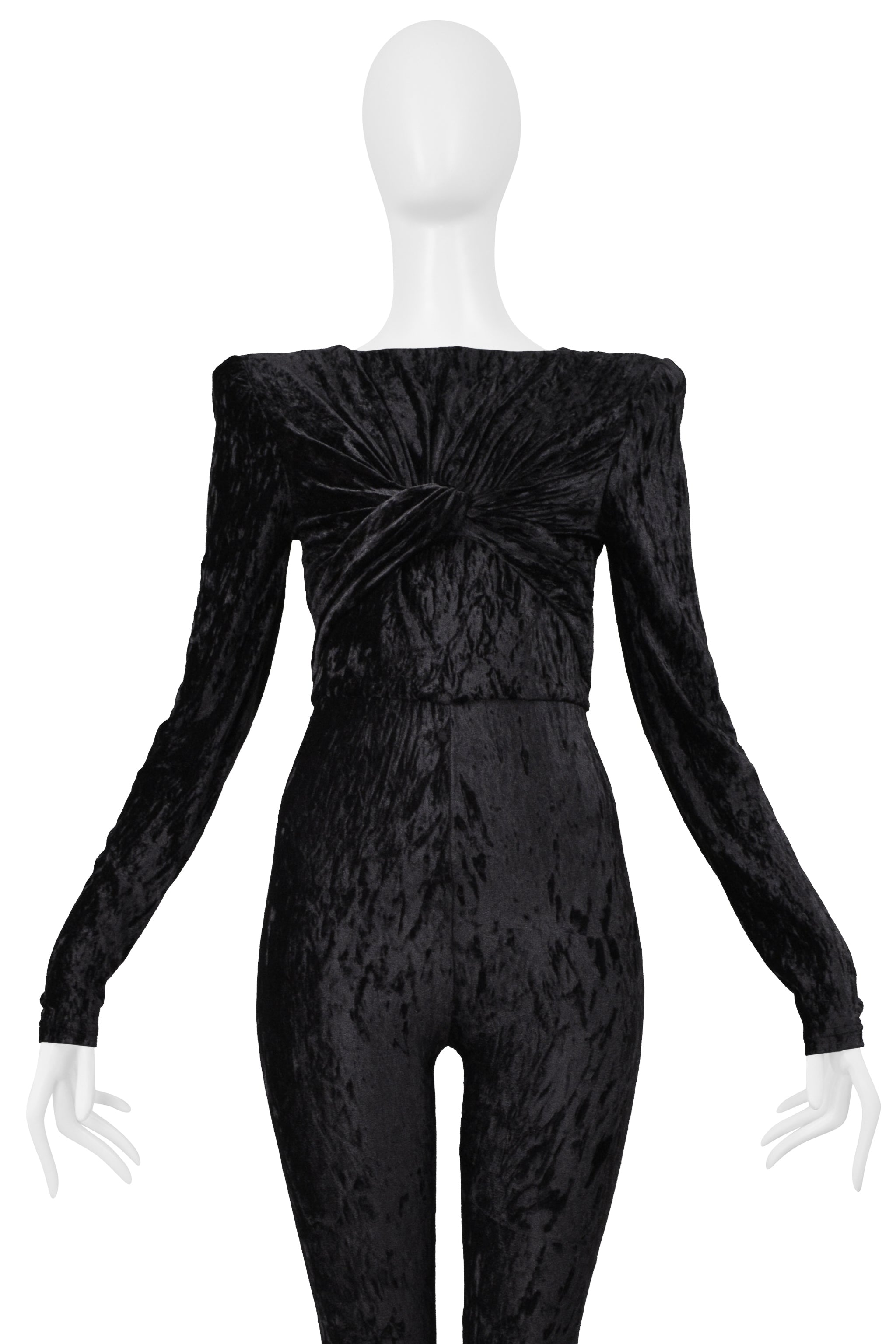 SAINT LAURENT PARIS MIDNIGHT CRUSHED VELVET JUMPSUIT 2021