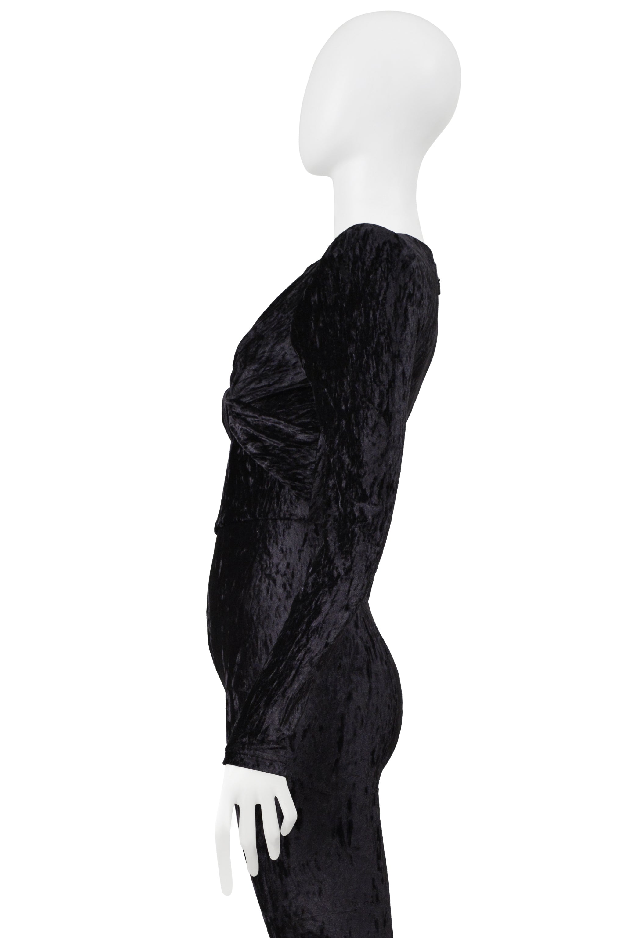 SAINT LAURENT PARIS MIDNIGHT CRUSHED VELVET JUMPSUIT 2021
