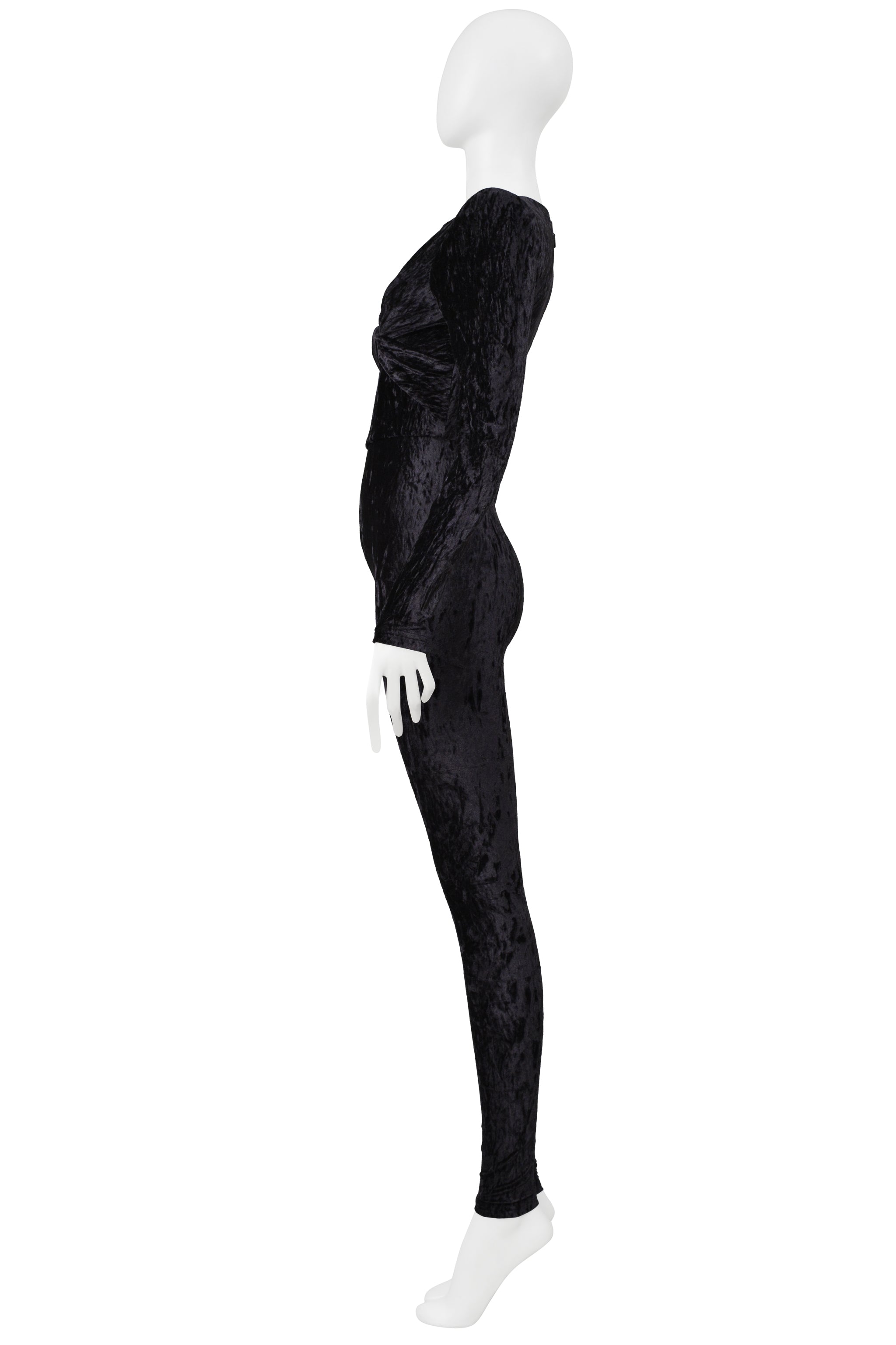 SAINT LAURENT PARIS MIDNIGHT CRUSHED VELVET JUMPSUIT 2021