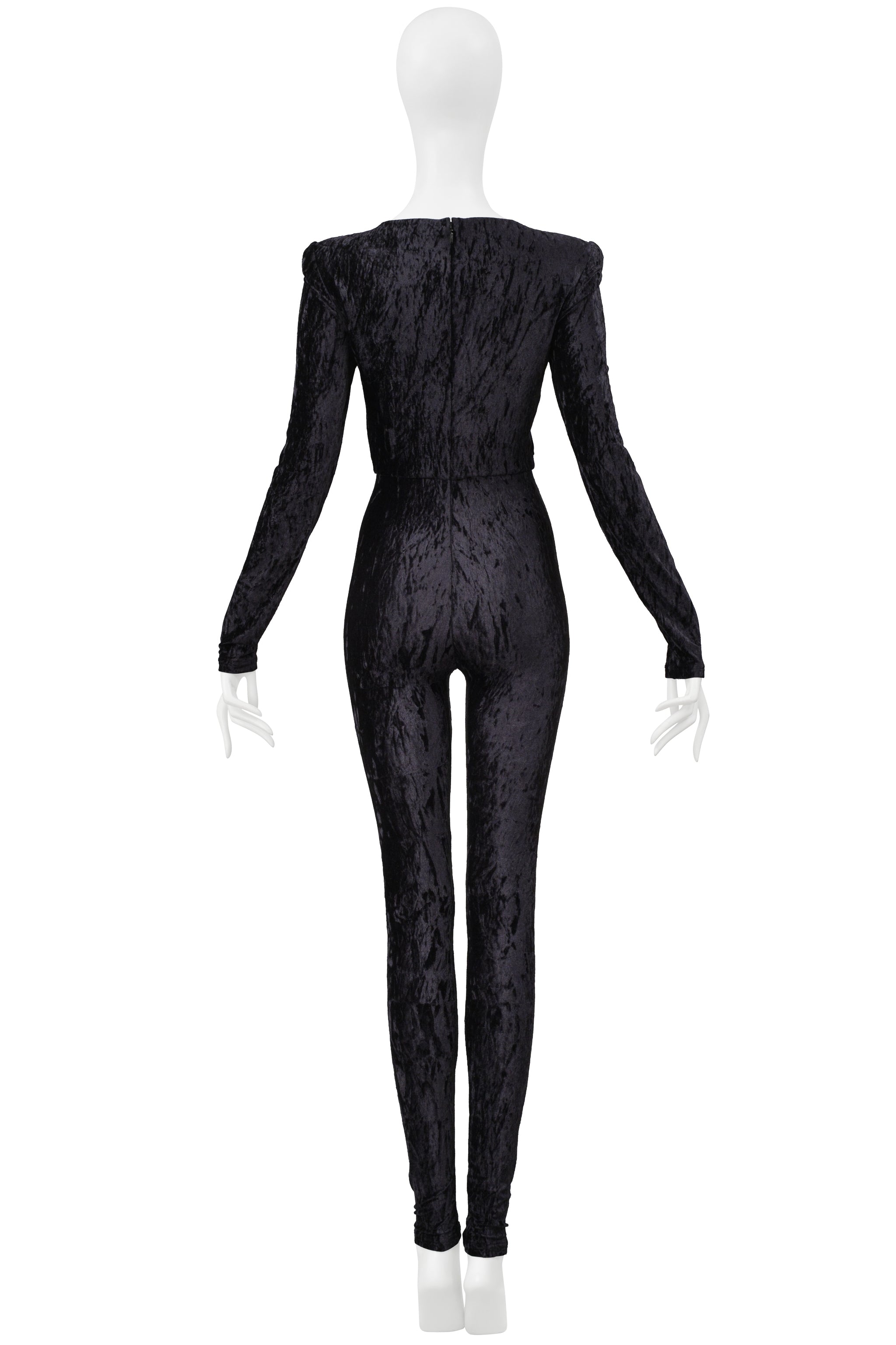 SAINT LAURENT PARIS MIDNIGHT CRUSHED VELVET JUMPSUIT 2021